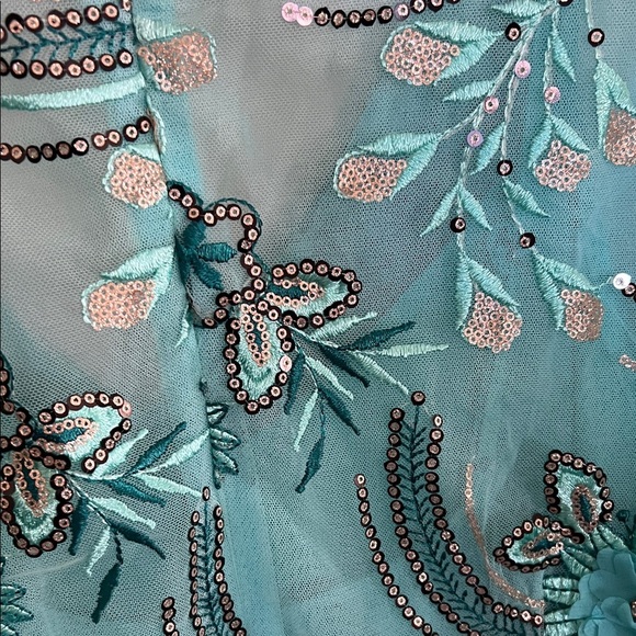 Boston Proper Turquoise Floral Embroidered Dress - Picture 6 of 6